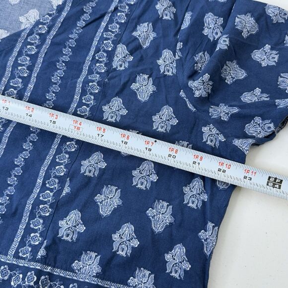 J Jill Top Womens Size L Seaside Woodblock Tunic Rayon 3/4 Sleeve Boho Coastal - Picture 8 of 12